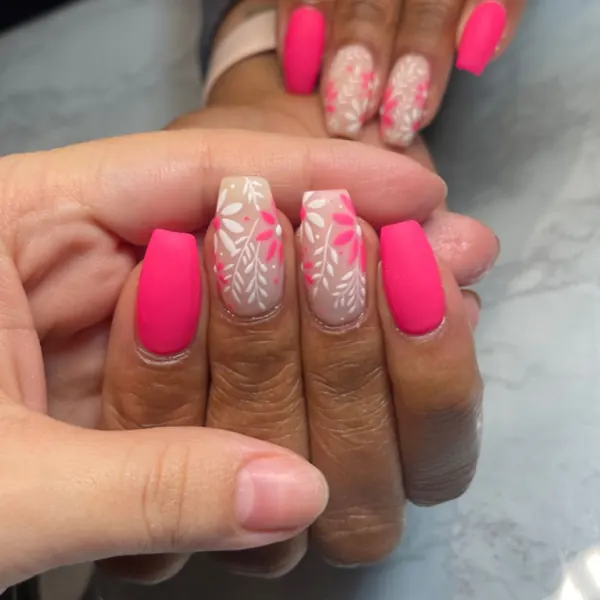 Hot pink floral art