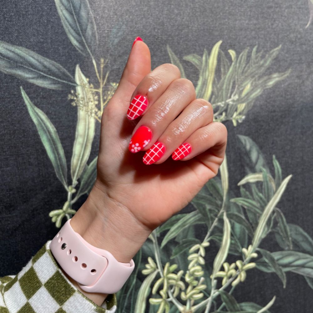 Red French nails